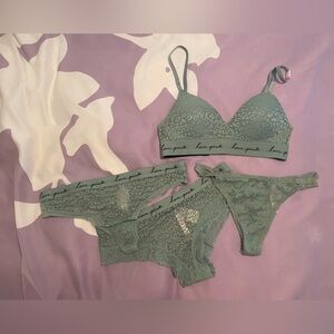 NWT PINK Victorias Secret wireless bra and panty set